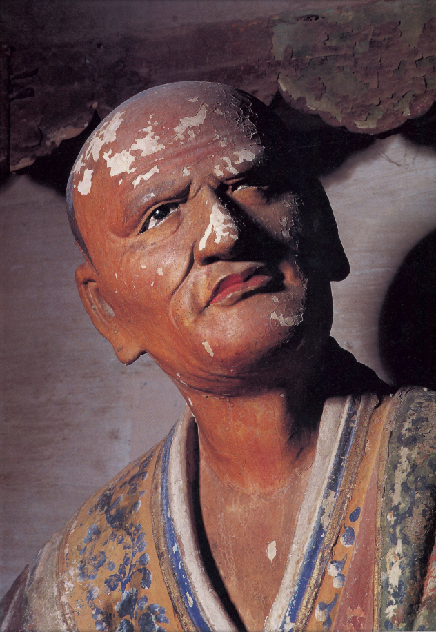 Голова архата. Глиняная скульптура 12 в. Пров. Шаньдун.